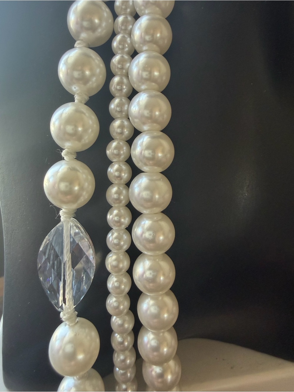 White House Black Market Layered imitation Pearl and Crystal Necklace - White - Picture 3 of 5